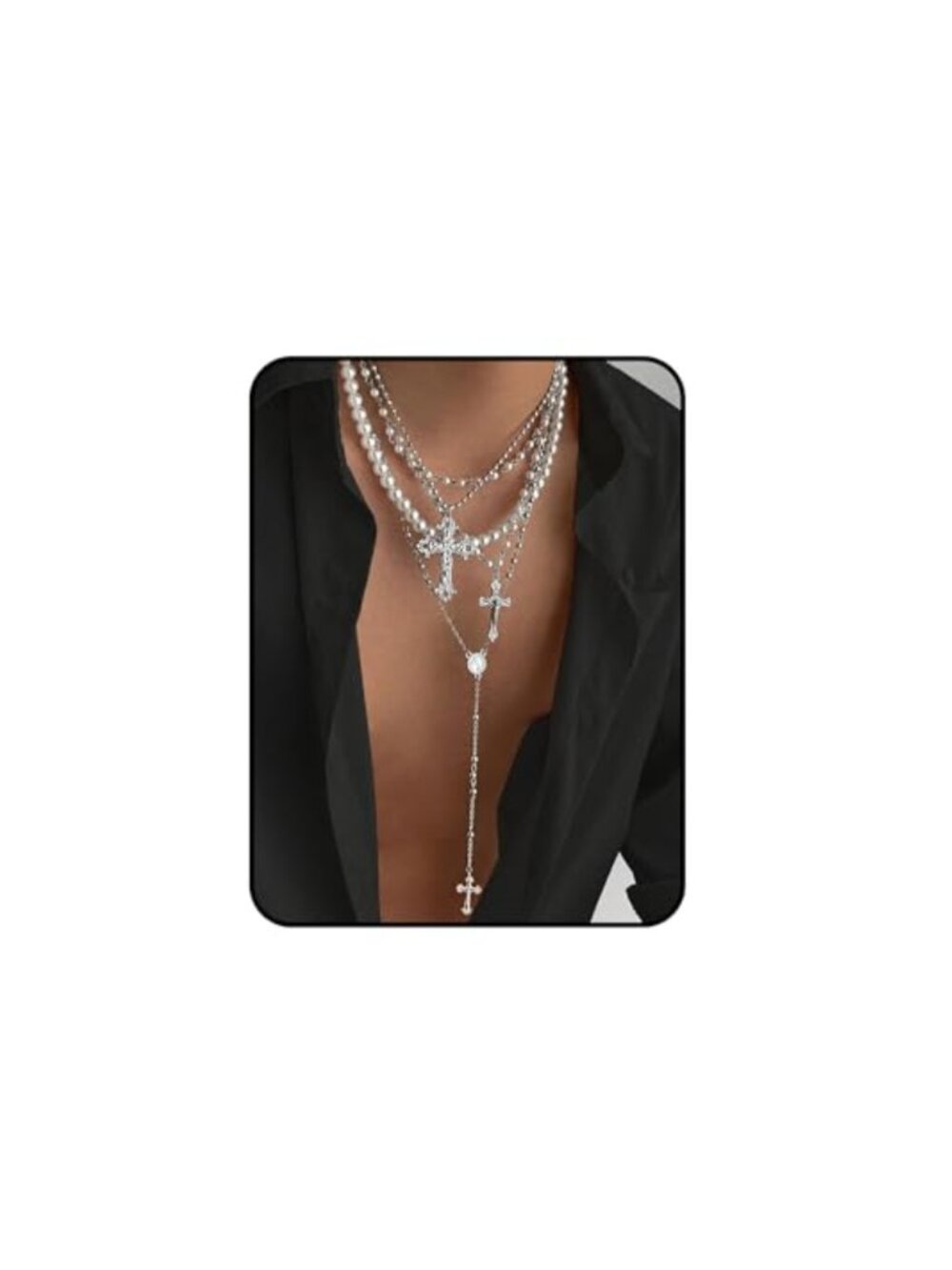 Layered Cross Necklace Set for Women Vintage Punk Gothic Jewelry